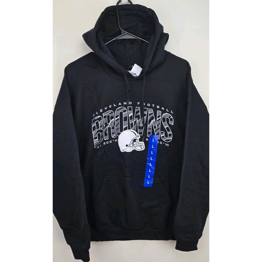 NFL Shop - Cleveland Browns Team Hoodie Sweatshirt - Mens Sz L - Black Snow Camo